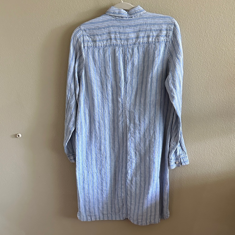 J. Jill Light Blue Striped Shirt Dress - Picture 3 of 7